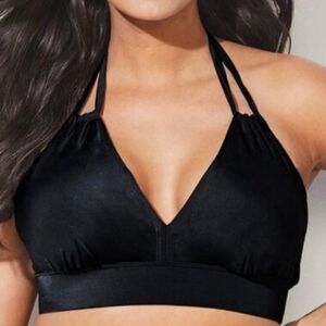 Swimsuits for All, Plus Size 16, Avenger Halter Bikini Top, Black